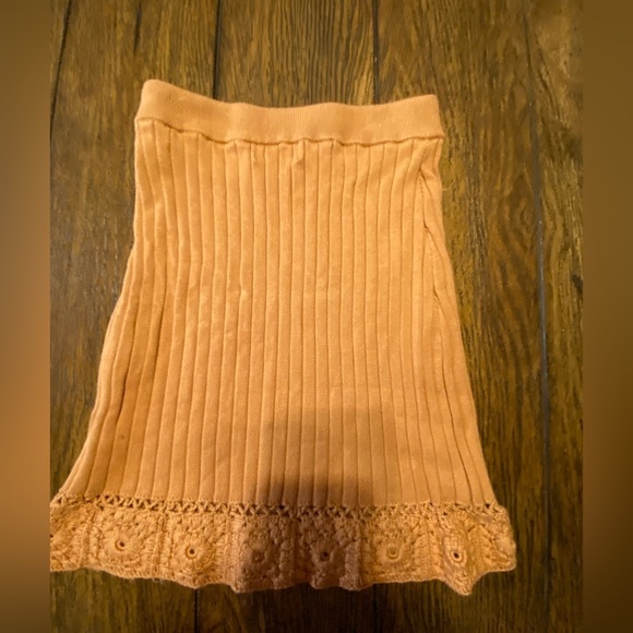 Majorelle Knit Mixed Burnt Orange With Lace Trim Skirt Size Small C5 - Picture 2 of 6